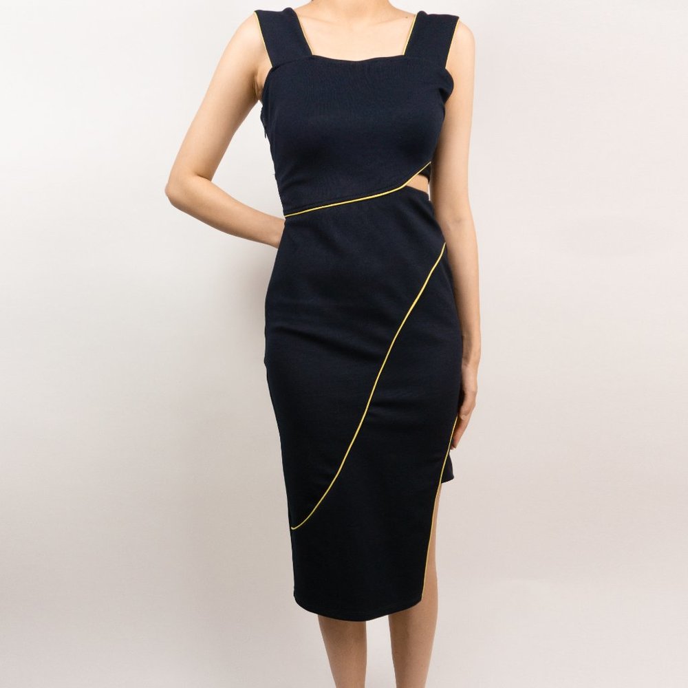 Topshop Navy Cutout Midi Dress